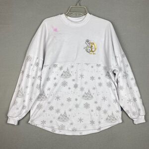 Disney Spirit Jersey Top Womens Size Small Winter Theme Snowman Castle Crew Neck